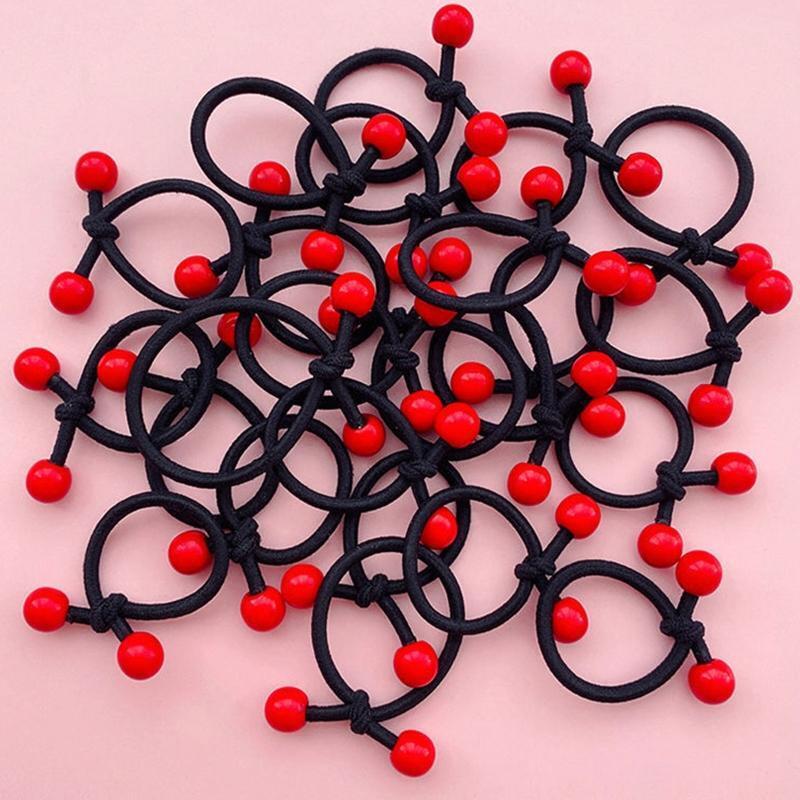 Red Bean Ponytail Holders Hair Rope Fashion Hair Ties for Thick or Thin Hair