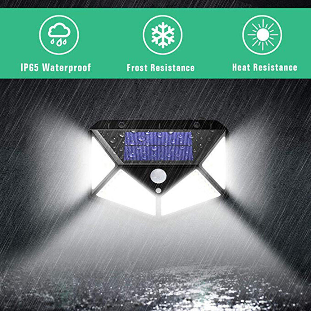 2pcs 100LED Solar Wall Lamp Waterproof Garden Wide Angle Motion Sensor Lamp