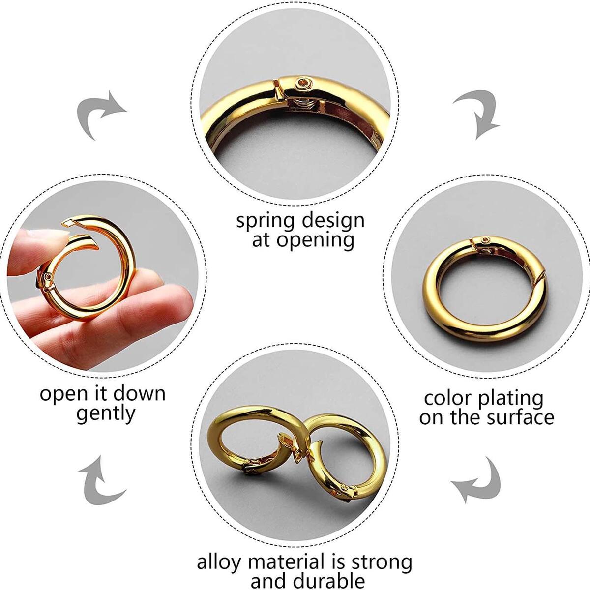 18Pcs Spring Gate O Rings Spring Clip Round Carabiner 1 inch Metal Snap Clip DIY