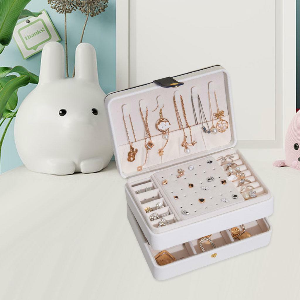 2x Jewelry Boxes Organizer Rings Display Case Showcase with hanging hooks