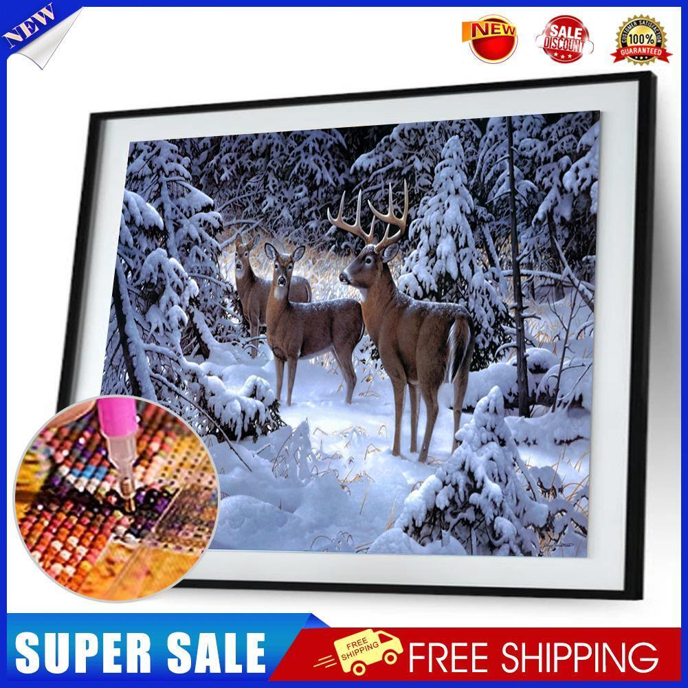 Snow Deers Elk 5D Diamond DIY Painting Craft Kit Home Decor