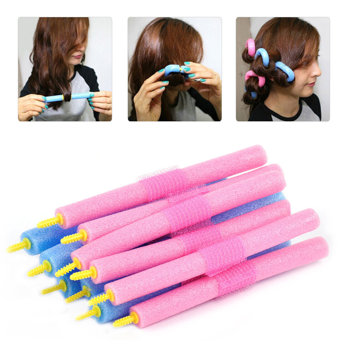 12x Foam Sponge Hair Roller Curler Maker Soft Twist Cling Strip Stick Styling Li