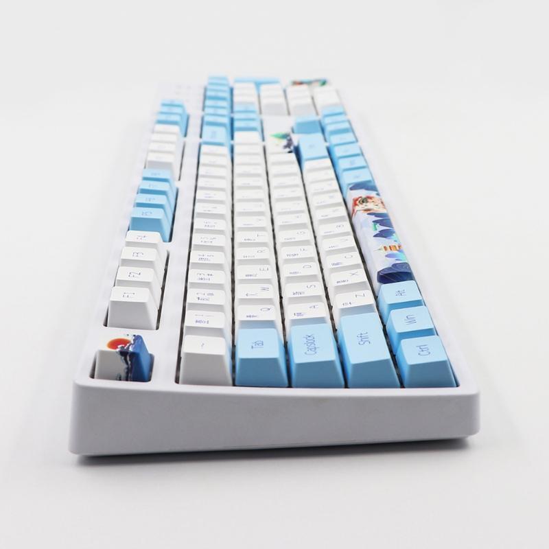 117 Keys Dye Subbed PBT Keycaps Blue and White Porcelain OEM for Cherry MX Cap