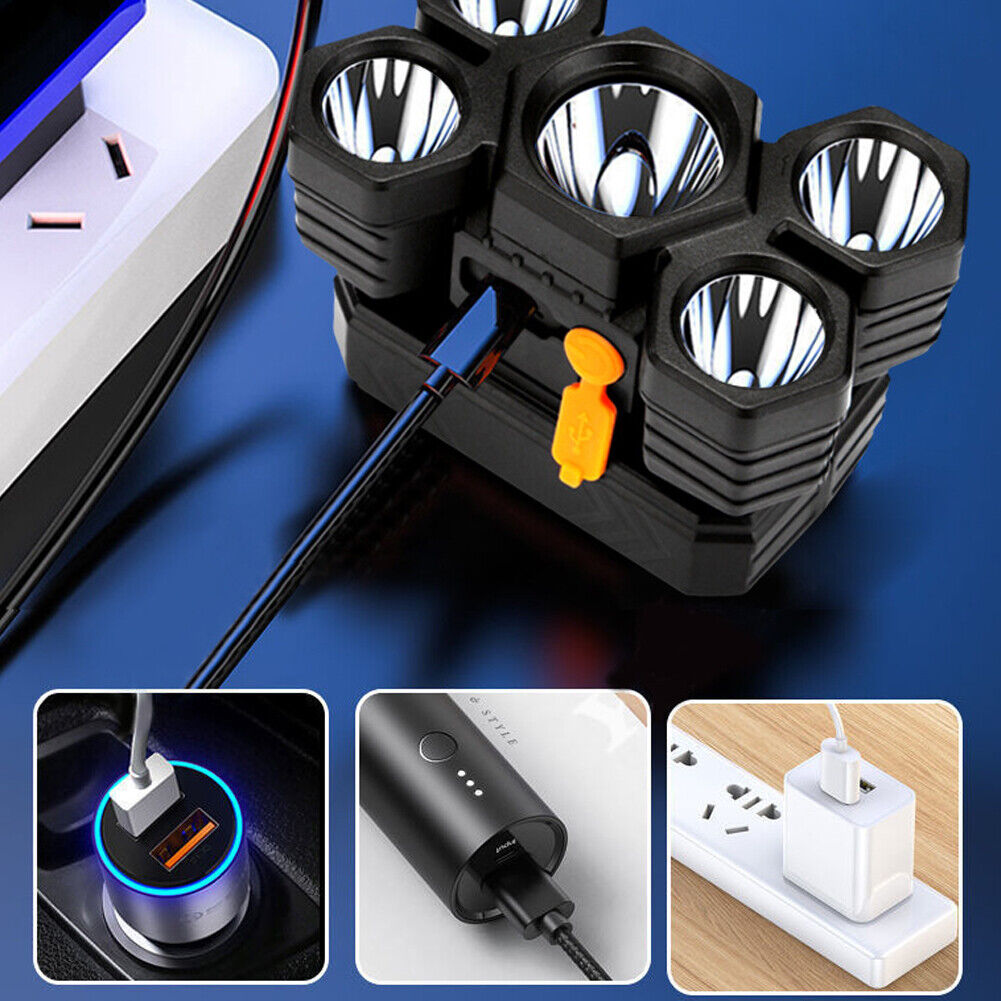 5 LED Headlamp Work Light Waterproof Headlights for Riding Running Camping