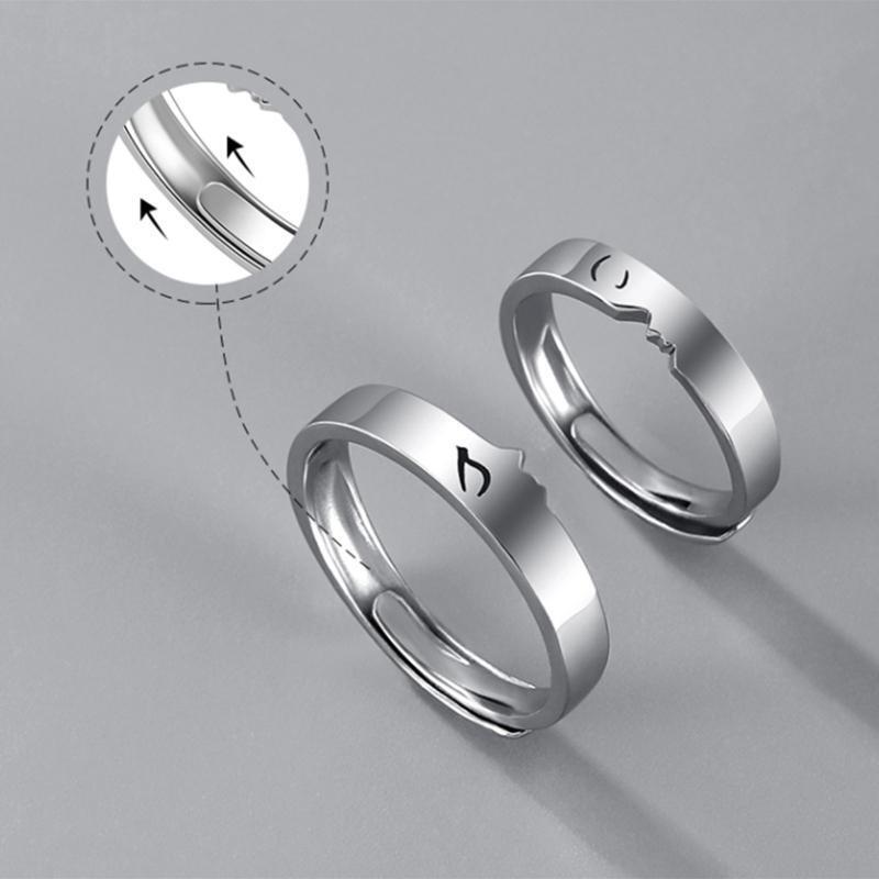 2Pcs/set Couples Kiss Promise Rings Adjustable Open Ring Valentines Day Gifts
