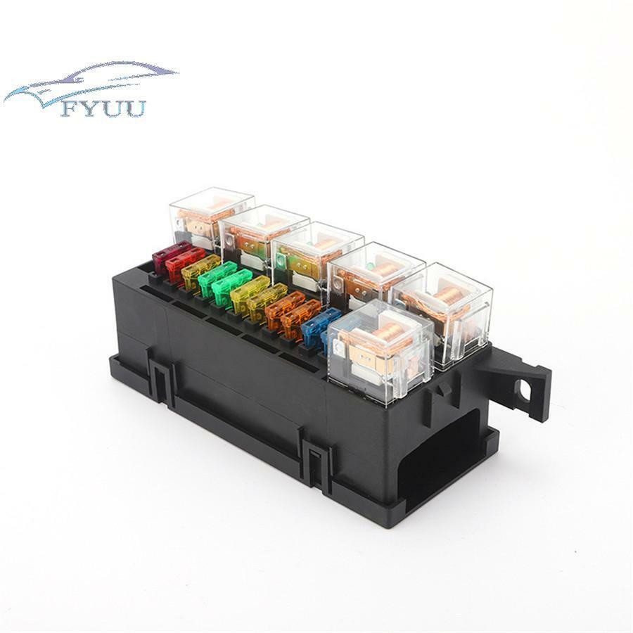 80A Car Modified Relay Fuse Box Resistant 11-Way Fuse Box 6 Relays & 11 fuses