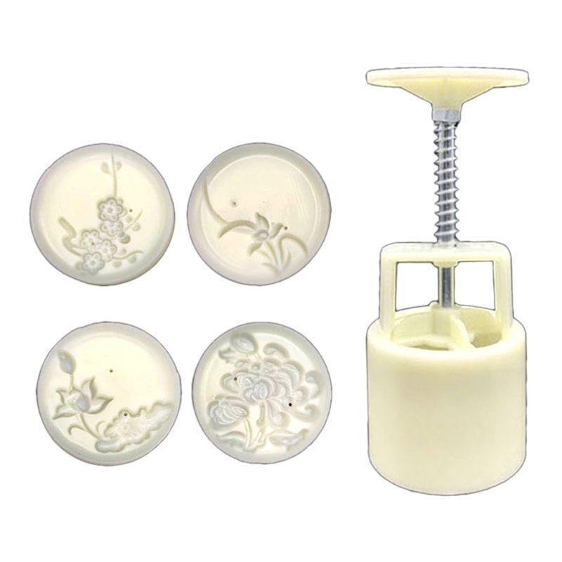 50g Moon Cake Mold 4 Plum Orchid Stamps Mooncake Hand Pressure Pastry Mould DIY
