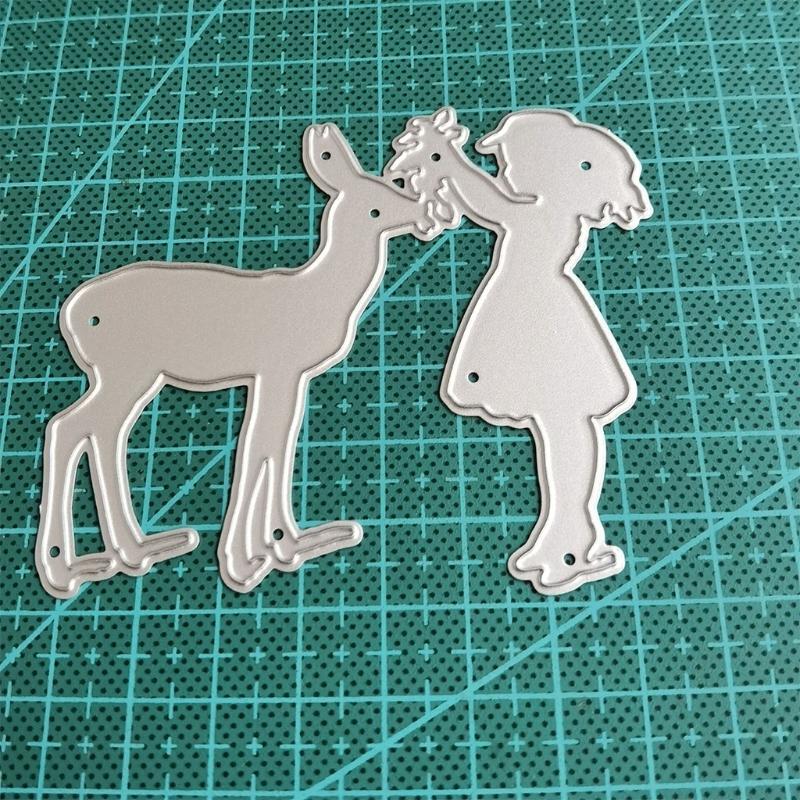 Girl Deer Metal Cutting Dies Stencil Die Cut DIY Scrapbooking Album Paper Card