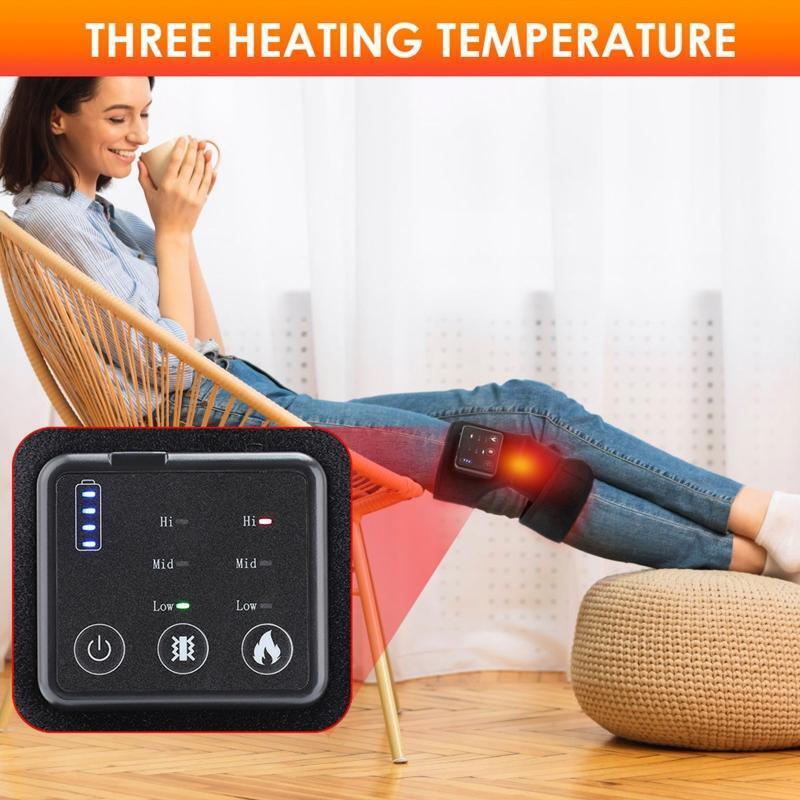 Heated Knee Brace Wrap with Massage, Vibration Knee Massager with Heating Pad