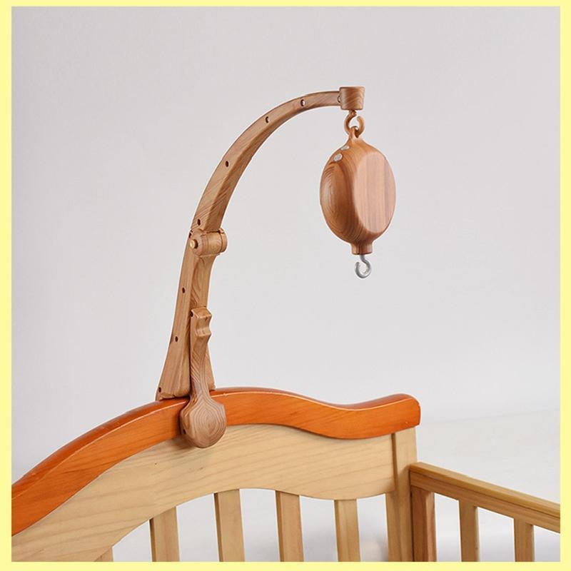 Wood Grain Baby Crib Mobile Hanging Bed Bell Holder Music Box Holder Arm Bracket