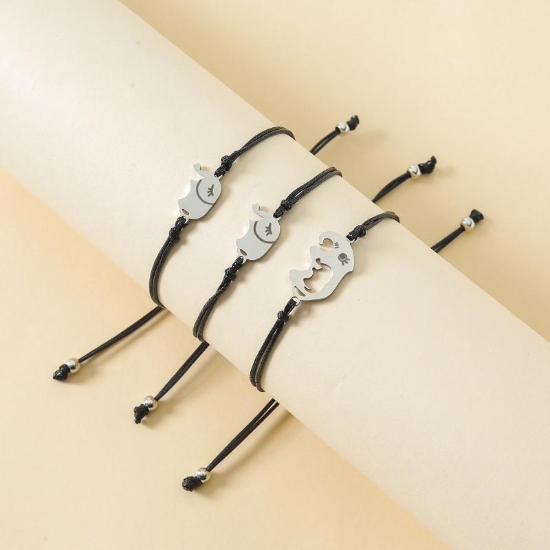 Stainless Steel Hollow Elephant Mother's Day Parent-child Hand-woven Bracelets