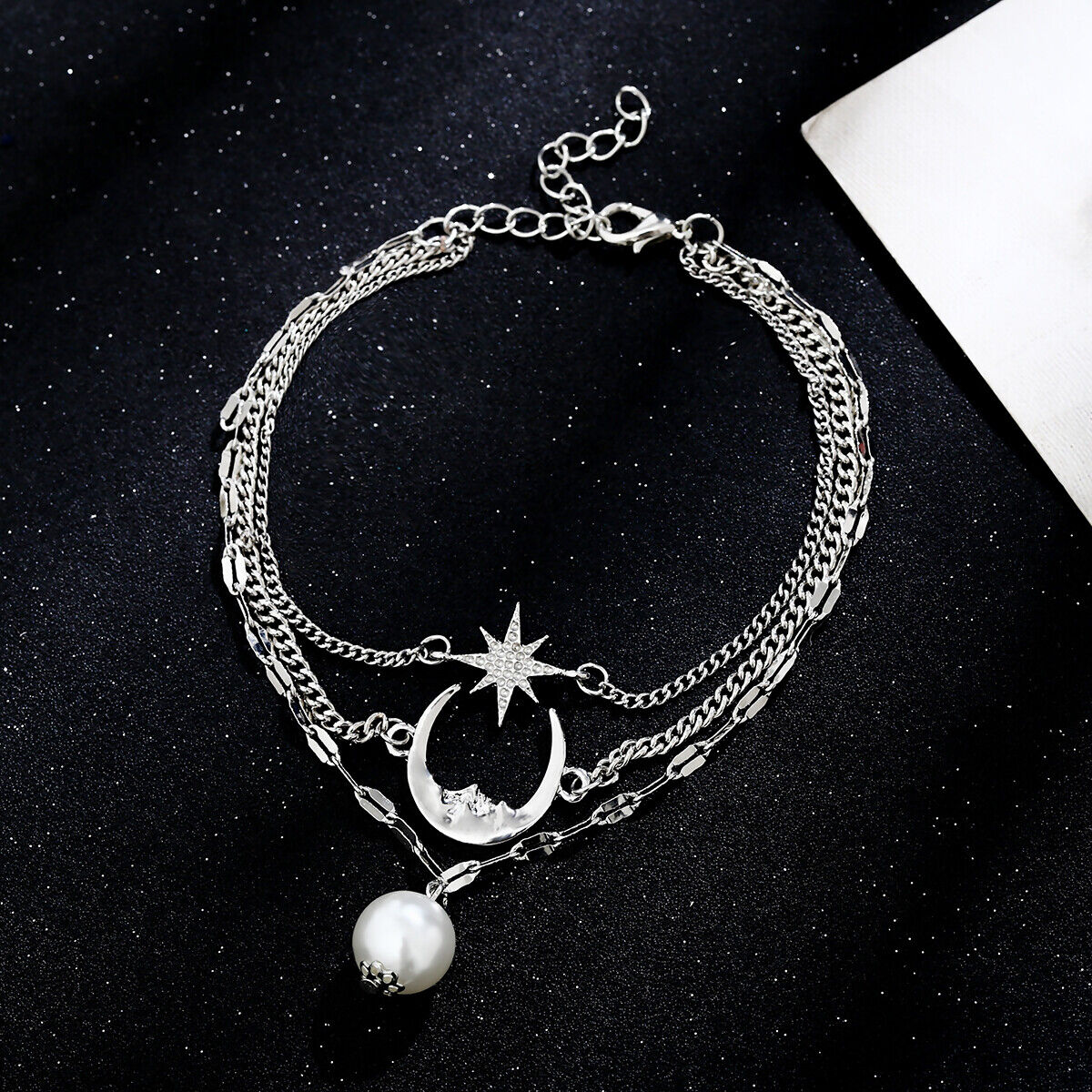 3 Layered Leg Chain Summer Moon Star Beach Women Anklet Ankle Bracelet Bohemian