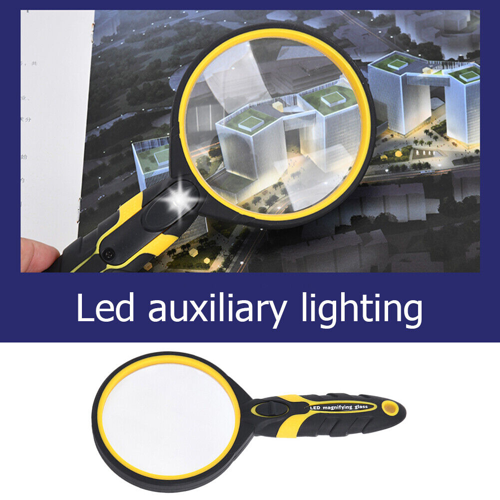 Handheld 5X Magnifier Magnifying Glass w/LED Loupe Handheld Reading Jewelry