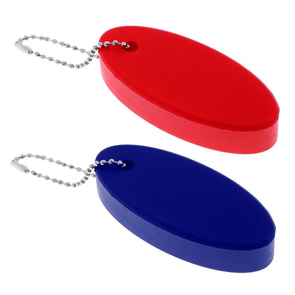 2PCS Water Sports Foam Floating Oval Keychains Keyrings Water Key Float Buoy