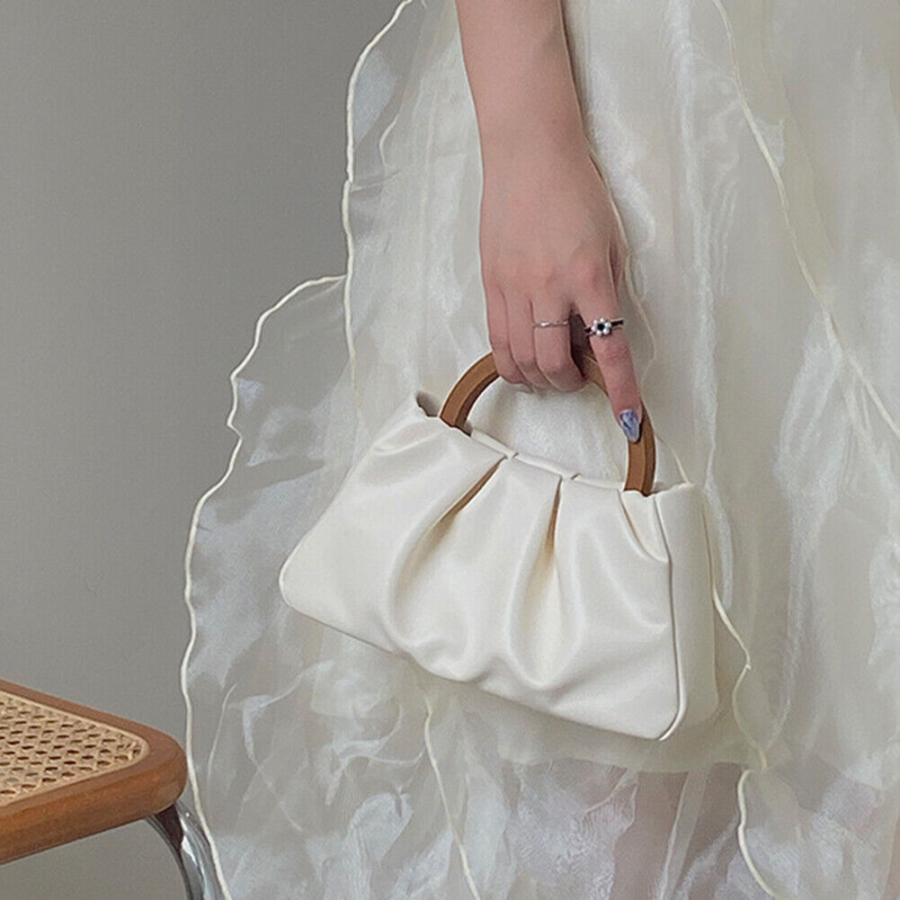 Korean Cloud Clutch Bag Pleated Handbag Women PU Small Purse Crossbody Bags