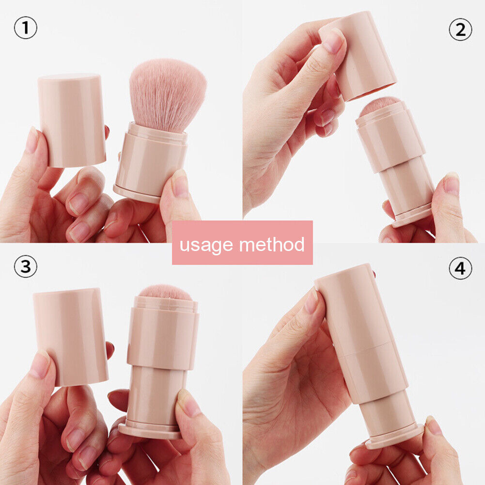 1pcs Makeup Brushes Retractable Powder Foundation Face Loose Brush (Pink)