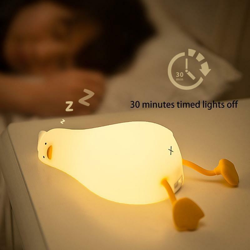 Cartoon Lying Duck Atmosphere Light Dimmable Bedside Lamp Rechargeable for Home