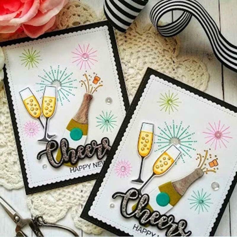Wine Glass Cutting Dies Clear Stamp DIY Scrapbooking Paper Cards Album Decor