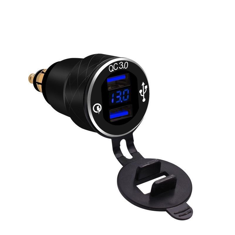 Hella Din Aluminum QC3.0 Dual USB Fast Charger LED Voltmeter for B-MW Motorcycle