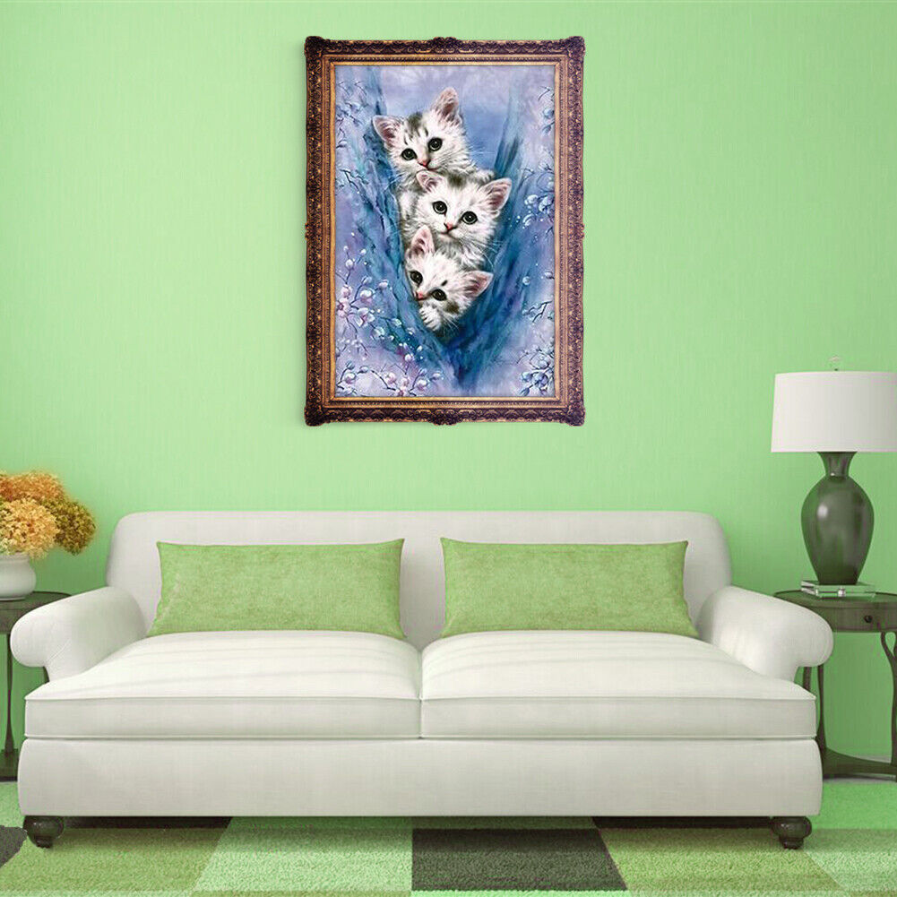 Three Cats 5D DIY Diamond Painting Cross Stitch Embroidery Home Decor Craft