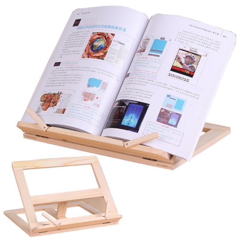Foldable Book Holder Stand Recipe Cookbook Stand Adjustable Wooden Bookrest
