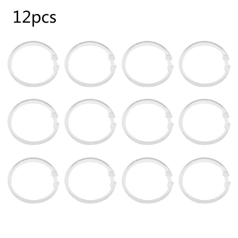 12 Pcs/Set Plastic Curtain O Rings Gliding on Standard Shower Rods Easy Install