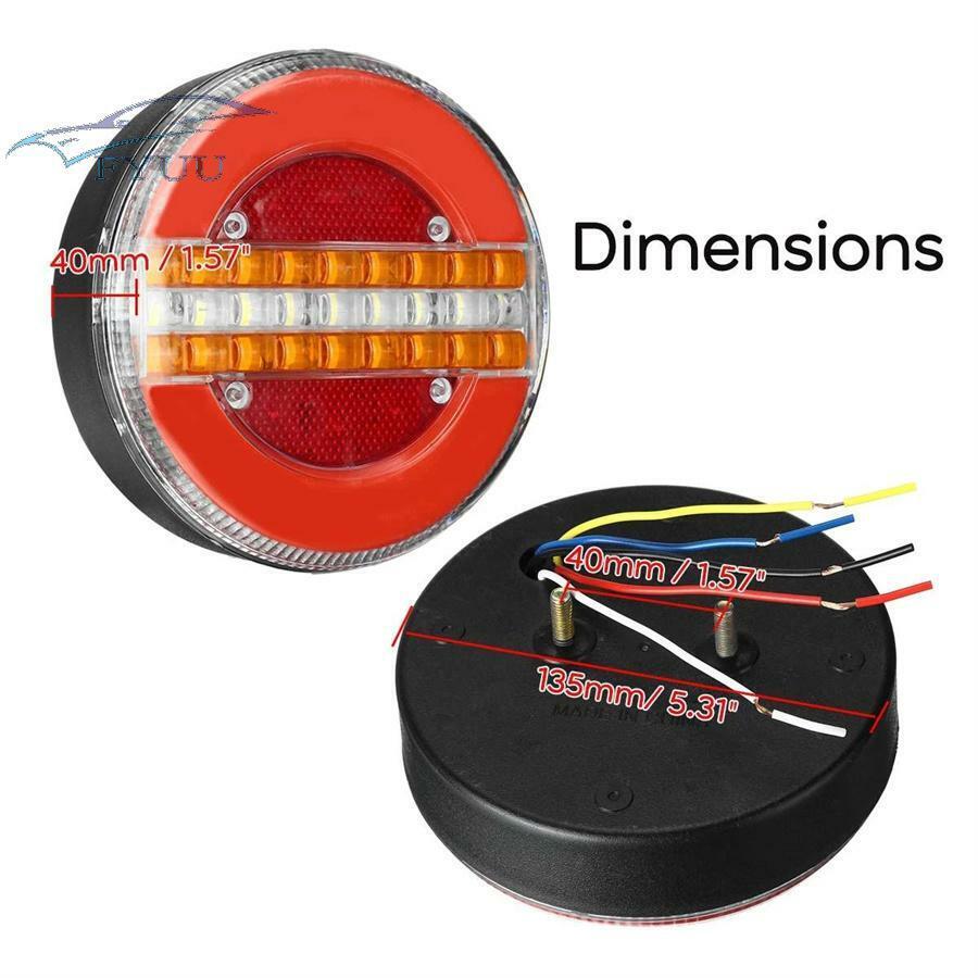 2 Pcs 12-24V 5.3'' Dynamic LED Trailer Truck Tail Brake Light Turn Signal Lamp