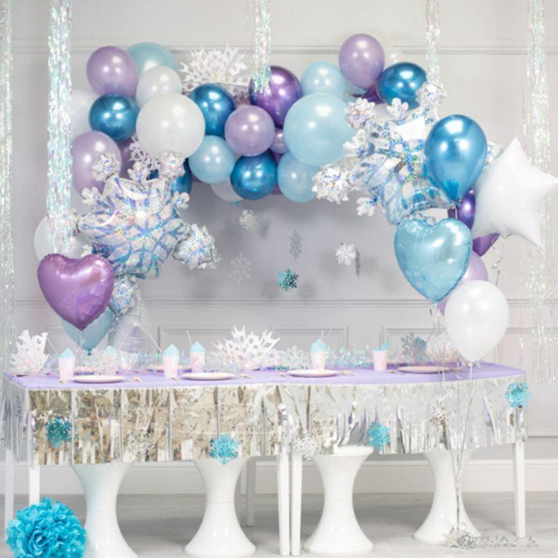 Balloon Kit Light Blue White Purple Snowflake Latex Balloon for Christmas