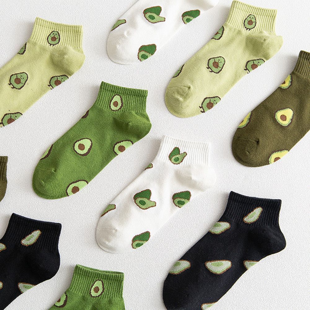 Soft Cotton Casual Summer Boat Socks Fruit Avocado Short Ankle Socks Women Man