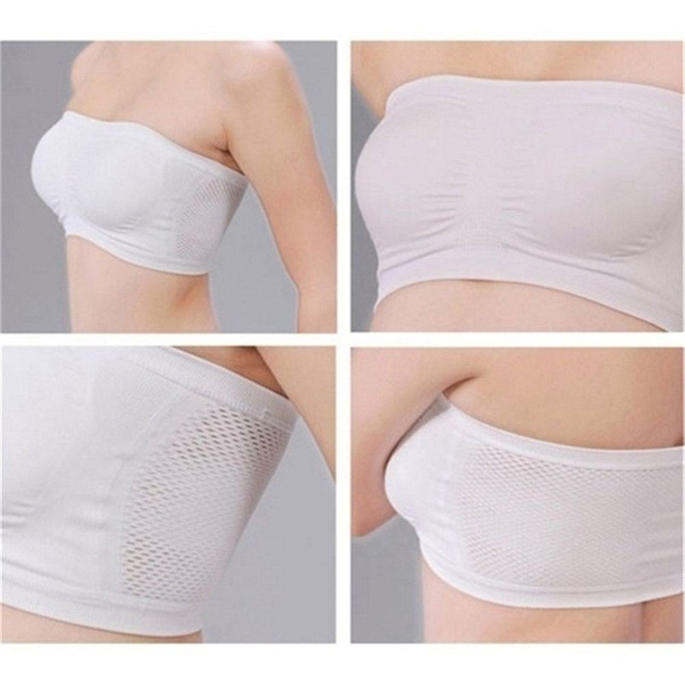 Women High Elastic Invisible Wrapped Strapless Tube Tops Wrap Chest Seamless
