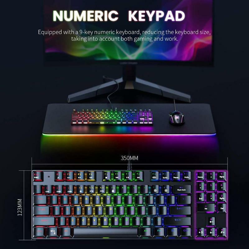 Rainbow Backlight Gaming Keyboard and Mouse Combo RGB Wired Keyboard 89 Keys