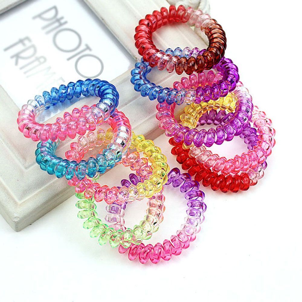 Elastic Fashion Girls Gradient Rubber Telephone Wire Hairbands Ponytail Holders