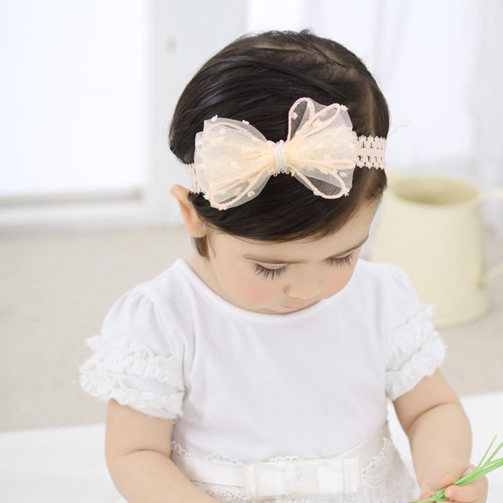 Cute Newborn Baby Girls Headband Bowknot Girls Headwear Headdress(White)