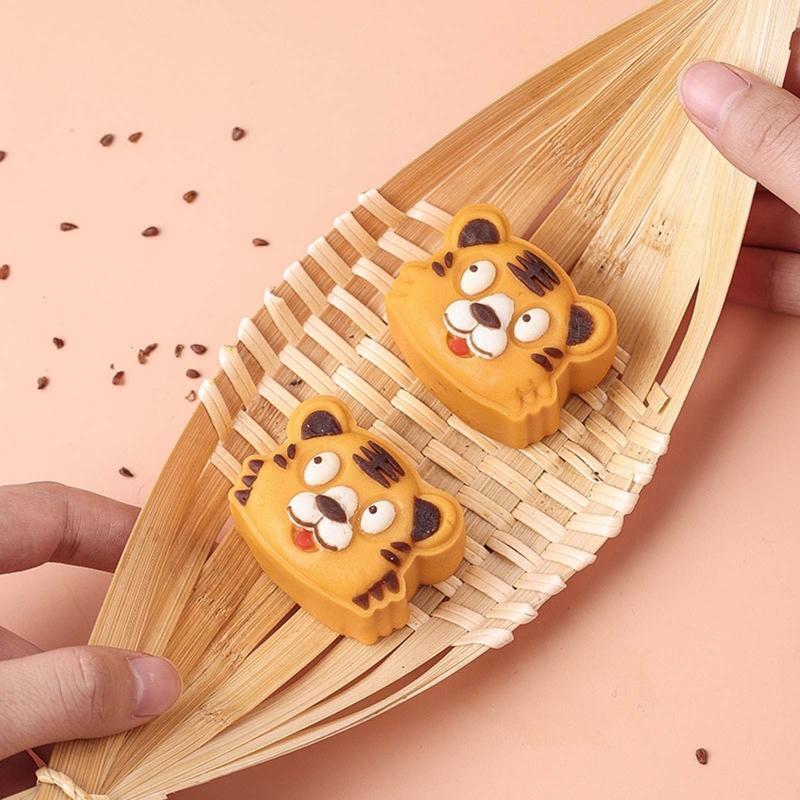 50g Moon Cake Mold Cartoon Tiger Shaped DIY Baking Molds for Mid-Autumn Festival