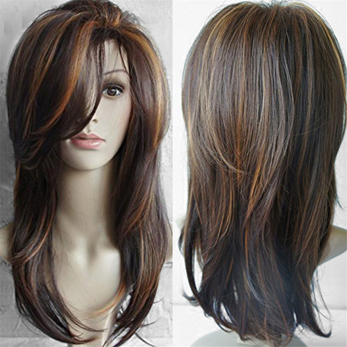 Synthetic Wig Long Layered Shoulder Length Wig Light Brown Wig Synthetic Hair