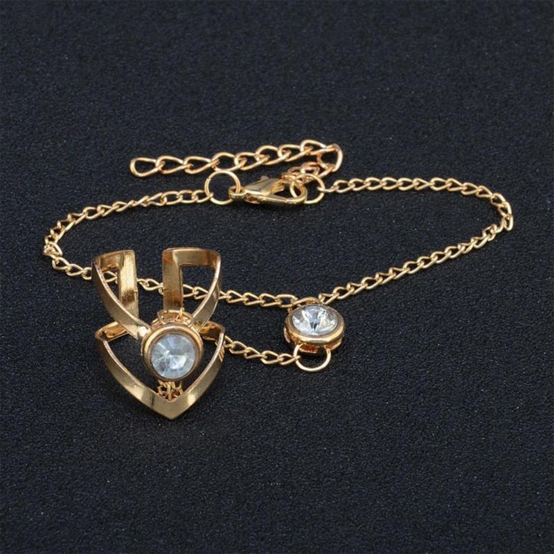 Geometric Bracelet Adjustable Chain Rhinestone Alloy Ring Bracelet for Women