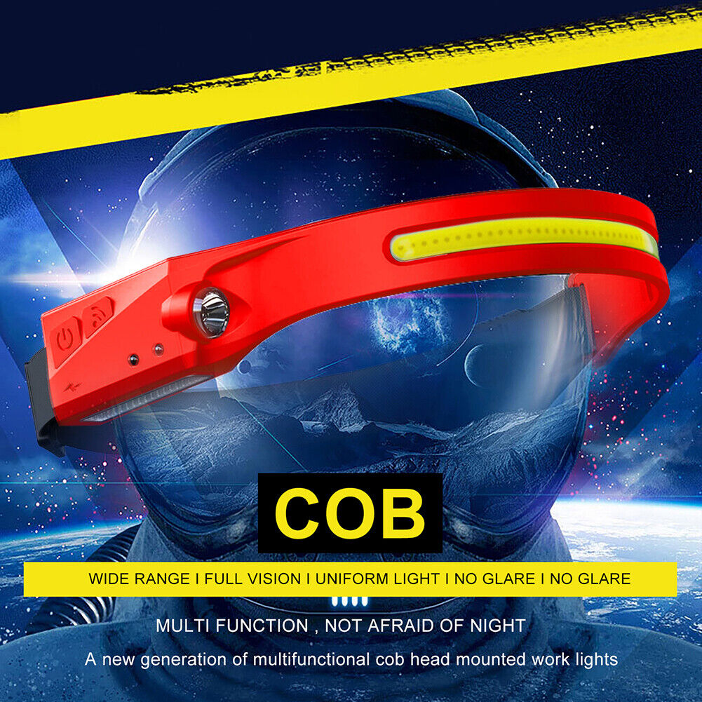 2pcs Waterproof LED Headlamp Outdoor Cycling Running Work Light (Black+Red)