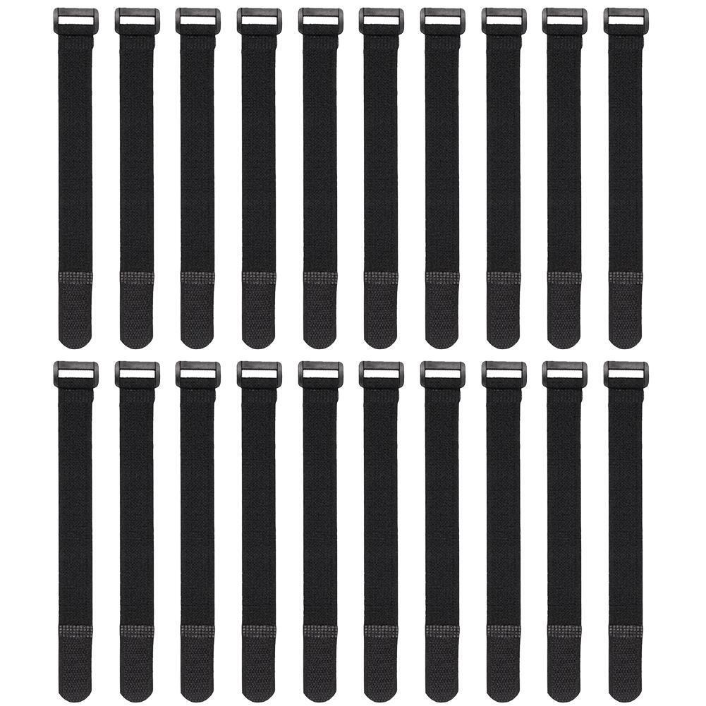 20pcs Fishing Rod Tie Holder Strap Suspenders Fastener Loop Belts (Black)