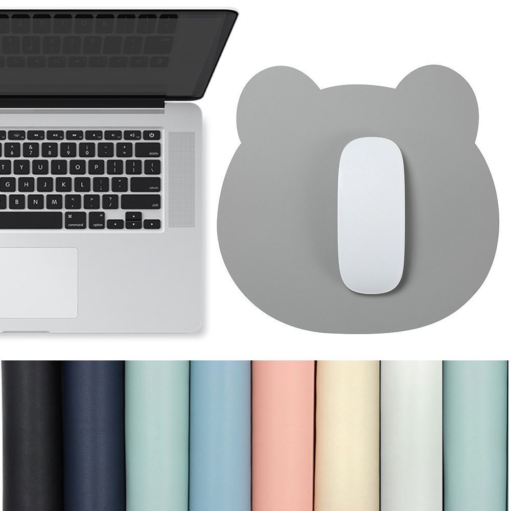 Desk Mat Anti-slip Writing Mat PU Leather Keyboard Mice Mat Mouse Pad Bear Head