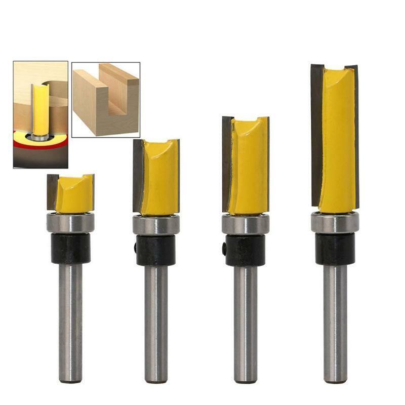 1/4 Shank Straight Flush Trim Router Bit 4xTop Bearing Prevent Tear-Out for DIY