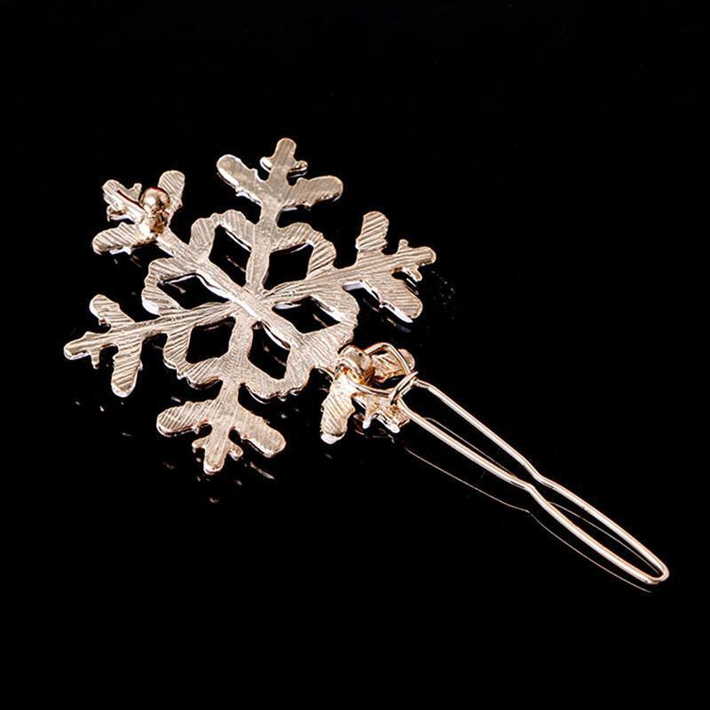 New 2Pc Snowflake Women's Crystal Rhinestone Hair Pin Clips Barrette Hairpins