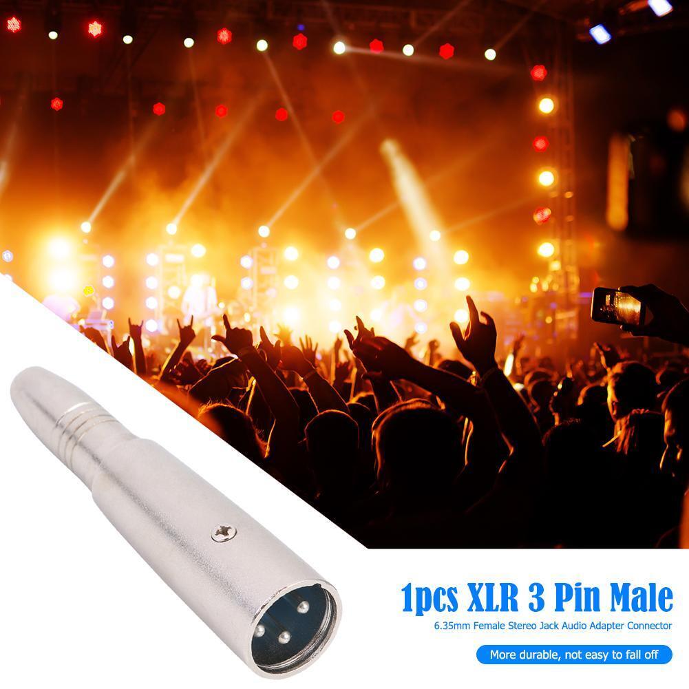 XLR 3Pin Male to 6.35mm Female Stereo Jack Audio Adapter Connector Tip Plug