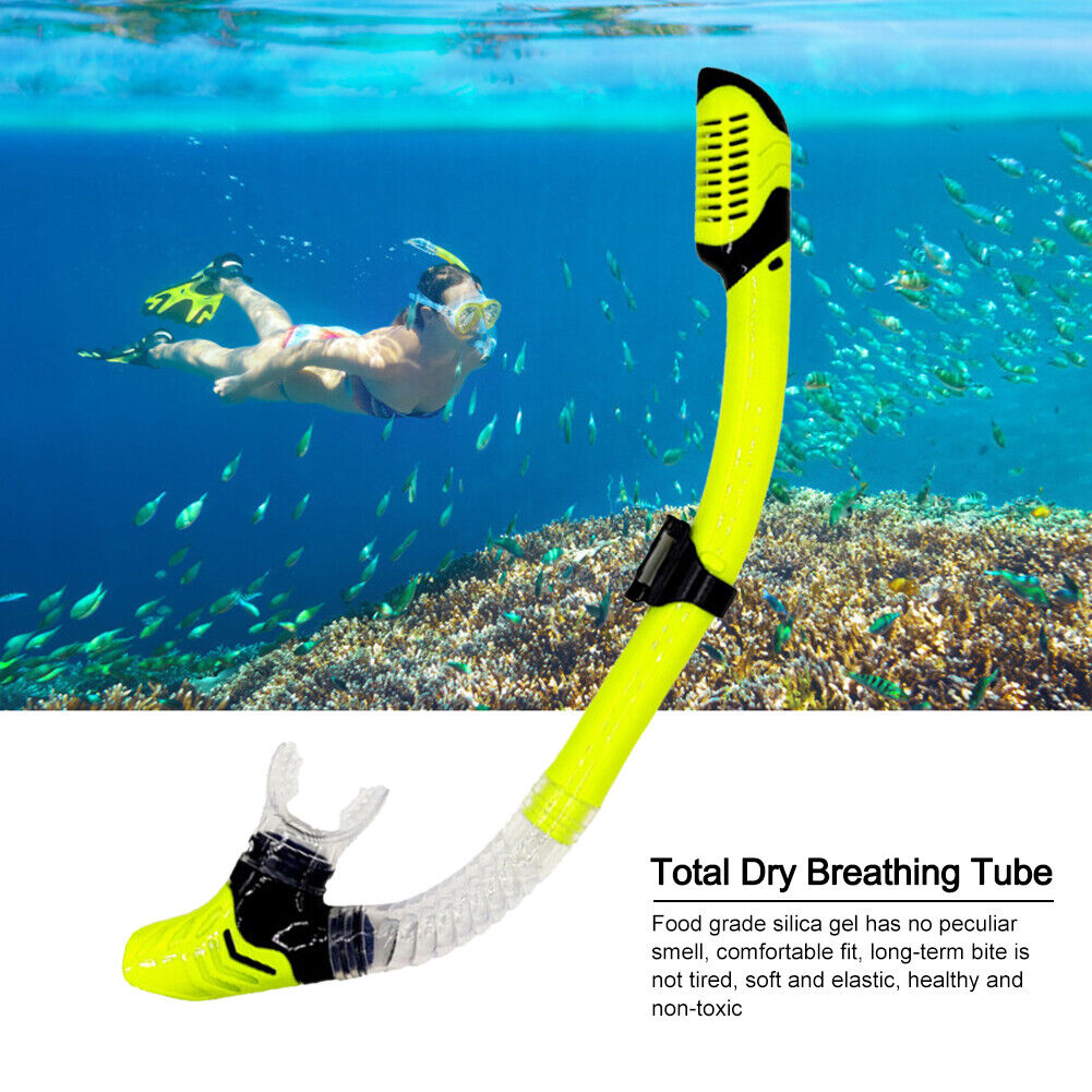 Diving Snorkel Full Dry Underwater Breathing Tube Snorkeling Gear (Yellow)