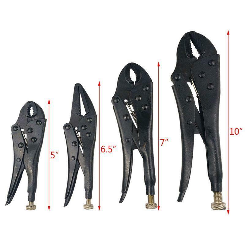 4 Pcs Heavy Duty Grip Wrench Set Vise Locking Pliers Mole Grips Curve Straight