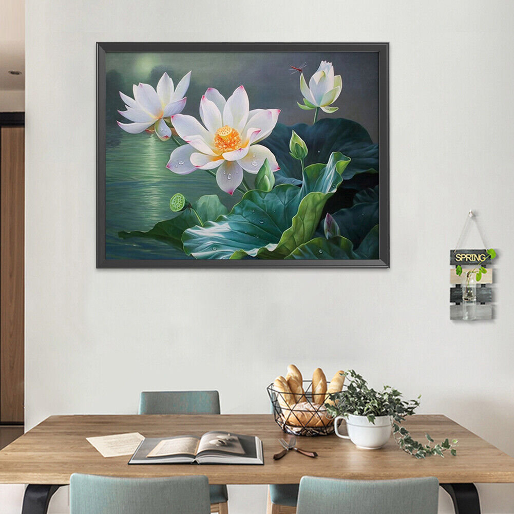 50x40cm DIY Cross Stitch Kit Lotus Flower Stamped 11CT Needlework (JL187 A)