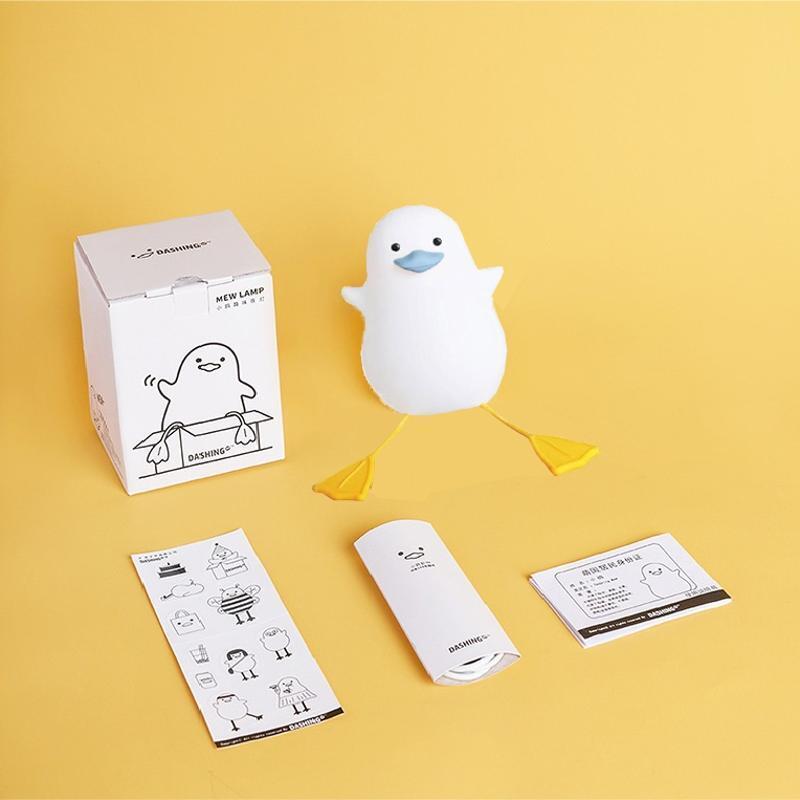 2 in1 Mini Duck Night Light with Mobile Phone Holder Cartoon Touch Lamp for Kids