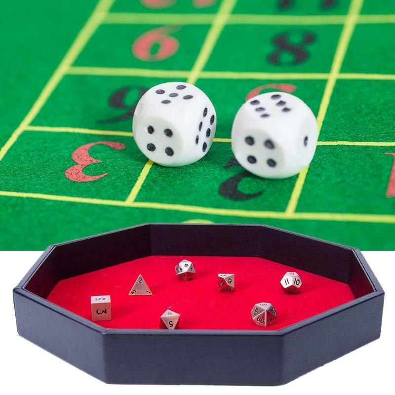 Octagonal Dice Tray Key Wallet Coin Tray Desktop Storage Box PU Leather Dice