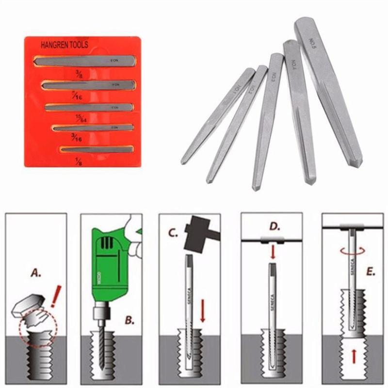 Straight Fluted Screw Extractor for Carpenters Handymen 1/8 3/16 15/64 5/16 3/8