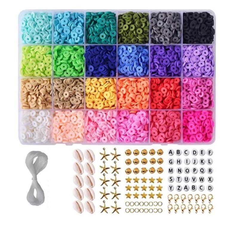 5400Pcs 24 Colors Polymer Clay Loose Beads for DIY Costume Jewelry