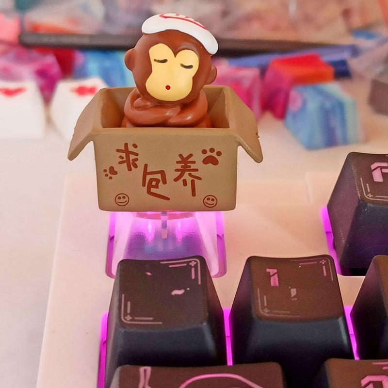 Custom Cartoon Anime Monkey Bottom Backlit Keycap R4 Height Gifts for Children
